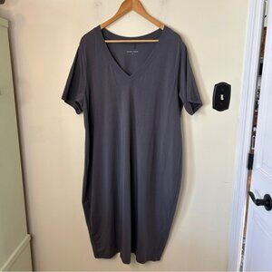 Universal Standard Prima Cotton Gray V-Neck T-Shirt Dress Size M